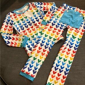 Vibrant Heart Pattern Kids Pajama Set